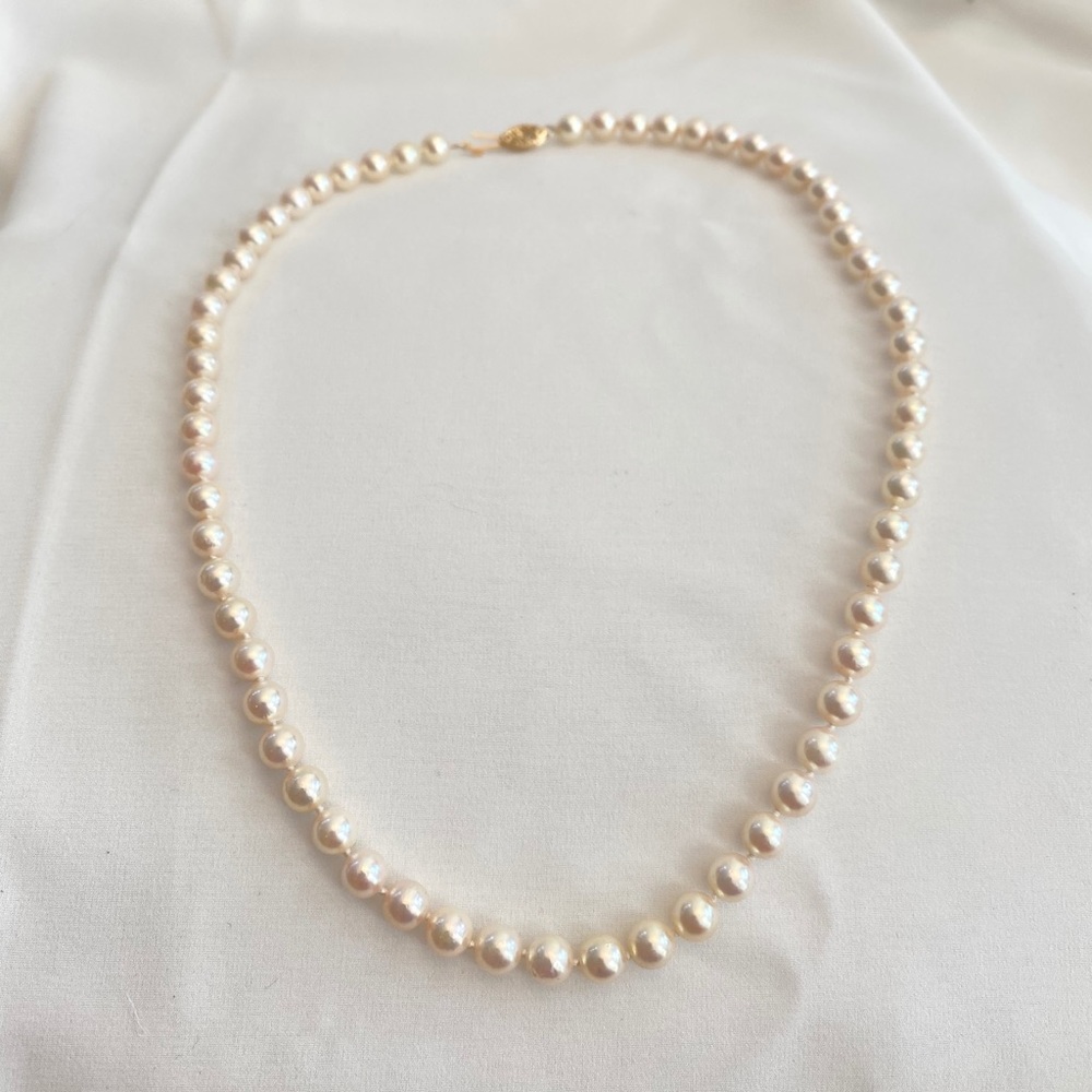 14K Gold Pearl Necklace Jewelry Classic Gem Stones